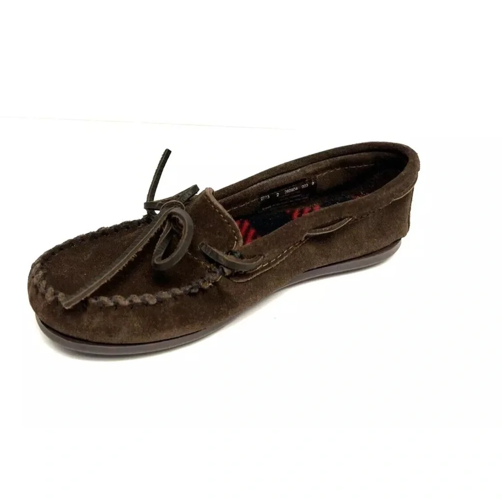 Minnetonka Youth Moccasins Brown Slip-On, Girls’ Size 2 M.